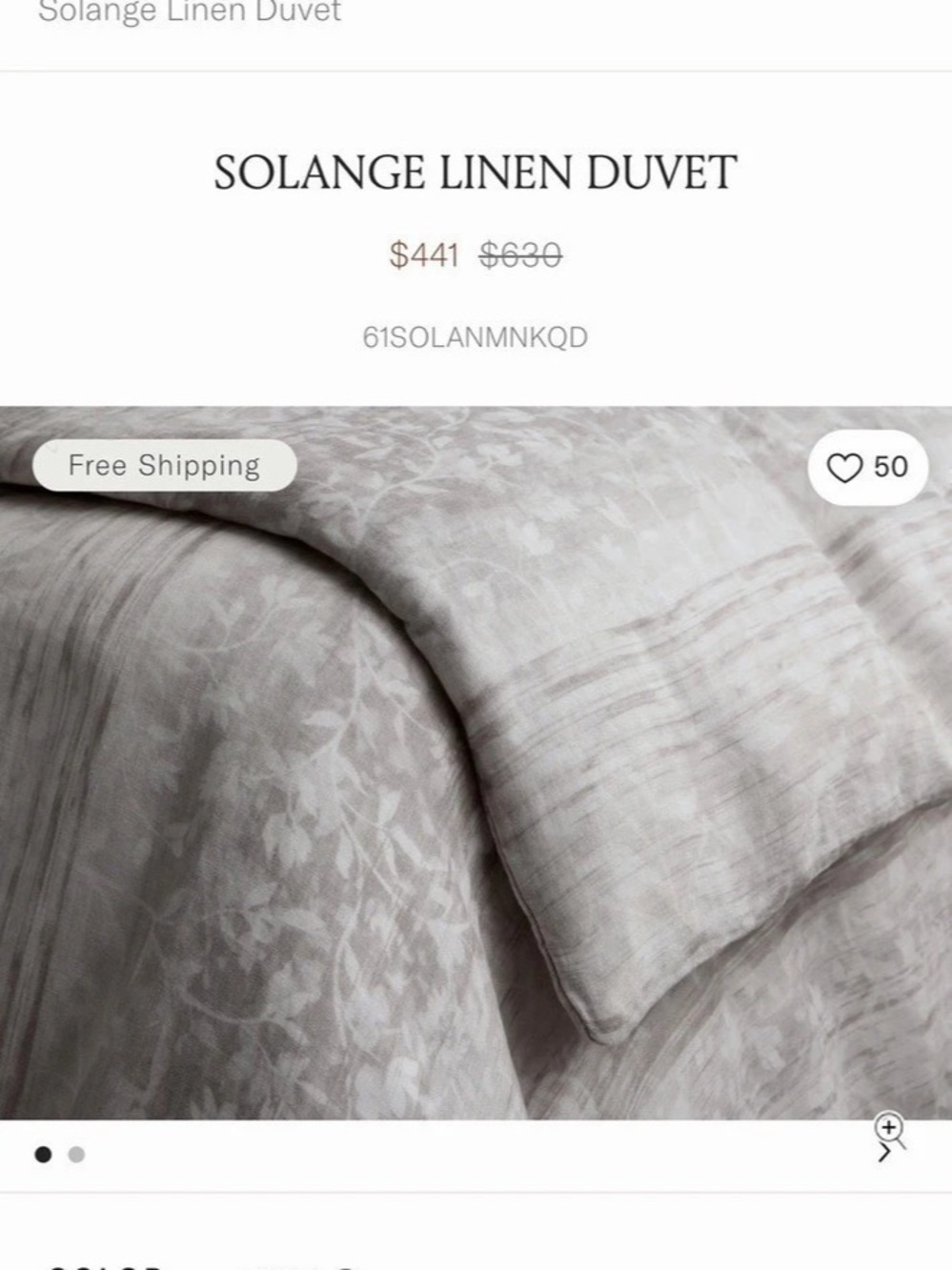 Arhaus Solange 100% Linen Duvet Linen Duvet in Gray Queen NWT